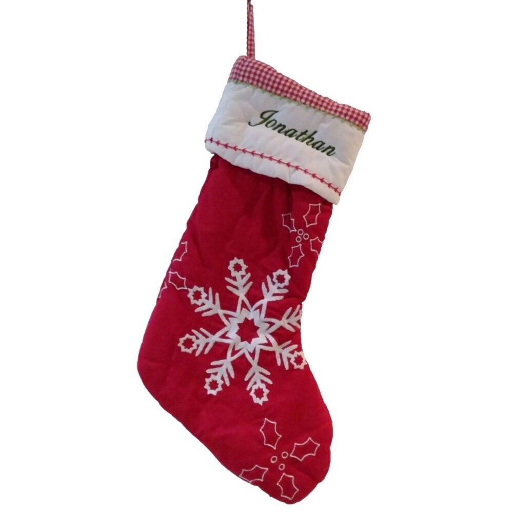 Pottery Barn Kids Christmas Stocking Snowflake Jonathan Holiday Quilted Red